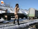 Big boobed Russian poses in the cold snow (Galleries)