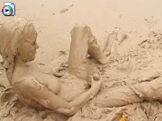 Teen masturbating in mud