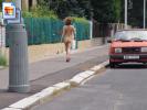 Red shoe hottie walks around naked in town (Galleries)