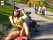 Flashing pussy in public park