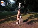 Very slutty toned girl shows off her body in the park (Galleries)