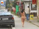 Big ass beauty runs along the street naked (Galleries)