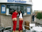 Girls being naughty at restaurants (Galleries)