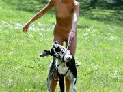 Perfectly hot blonde loves walking her dog naked (Galleries)