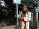 Naughty brunette bares all in public 