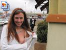 Sexy brunette shows off her assets in public (Galleries)